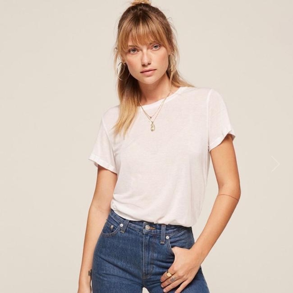 Reformation Flax Relaxed Crew Tee in White
